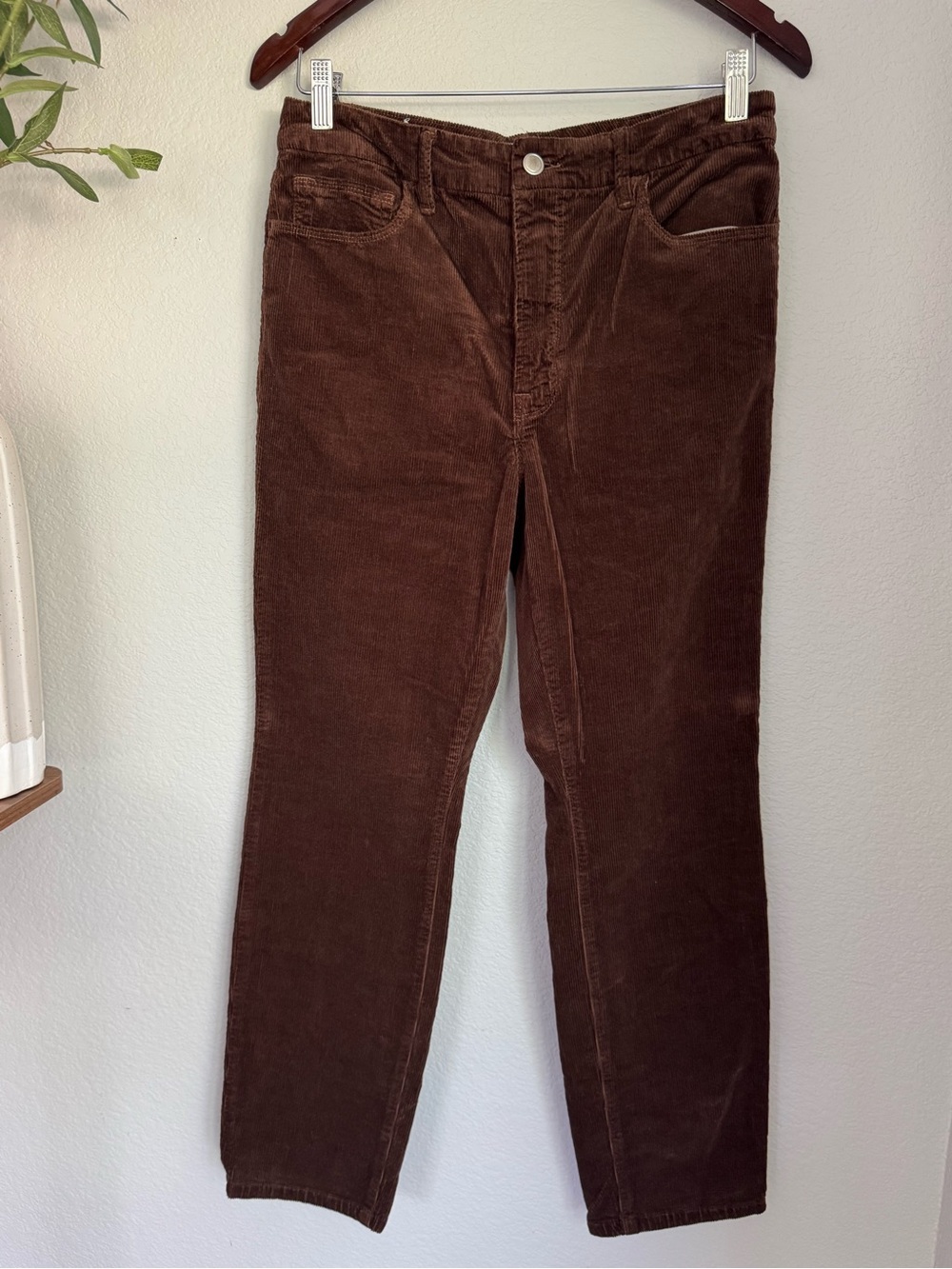 Good American Good Classic Brown Corduroy Pants 10/30 Straight High Rise